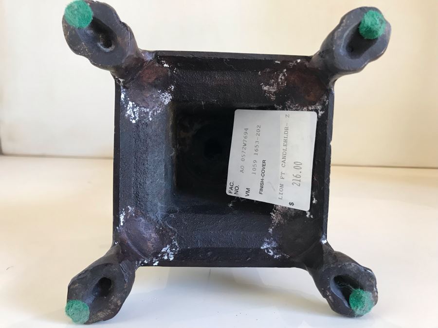 Pair Of Large Bronze Lion Footed Candle Holders By Maitland-Smith 21H (Retails $430) [Photo 9]