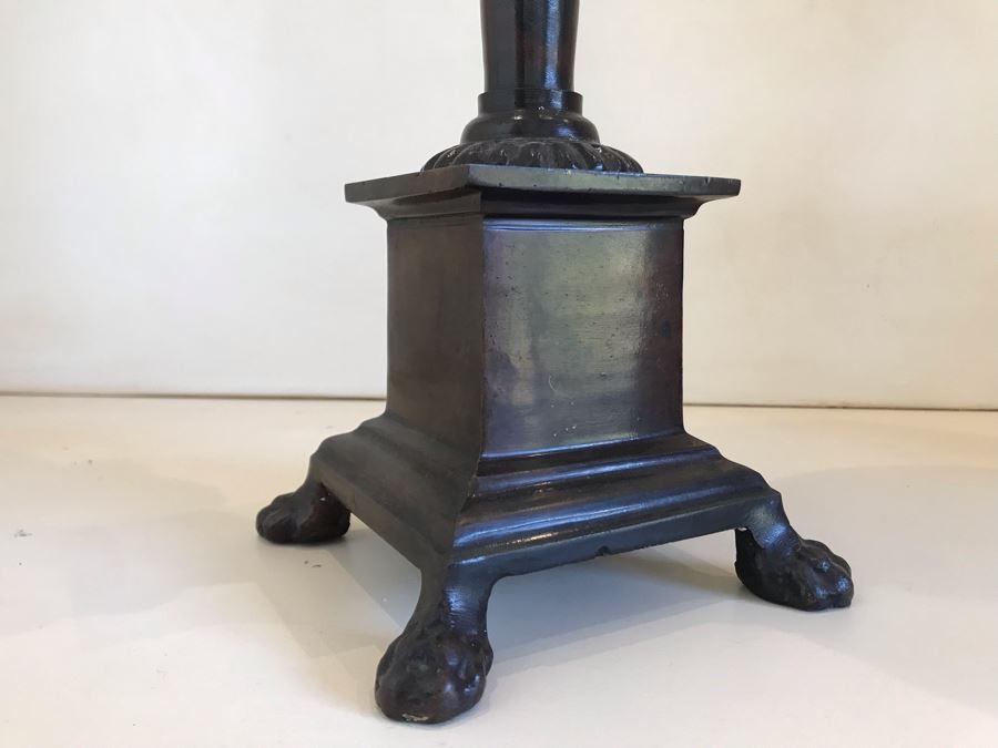 Pair Of Large Bronze Lion Footed Candle Holders By Maitland-Smith 21H (Retails $430) [Photo 8]