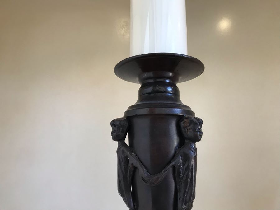 Pair Of Large Bronze Lion Footed Candle Holders By Maitland-Smith 21H (Retails $430) [Photo 7]