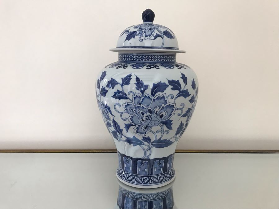 Large Blue & White Chinoiserie Porcelain Ginger Jar By Ballard Designs 19H [Photo 1]