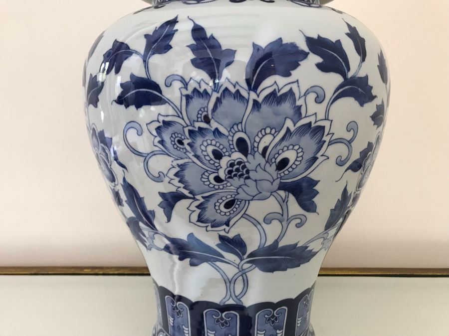 Large Blue & White Chinoiserie Porcelain Ginger Jar By Ballard Designs 19H [Photo 3]
