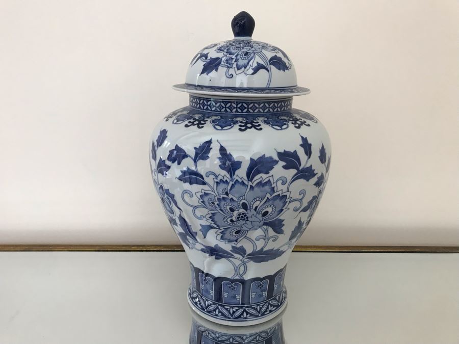 Large Blue & White Chinoiserie Porcelain Ginger Jar By Ballard Designs 19H [Photo 2]