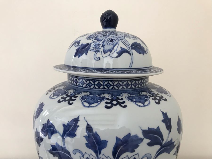 Large Blue & White Chinoiserie Porcelain Ginger Jar By Ballard Designs 19H [Photo 5]