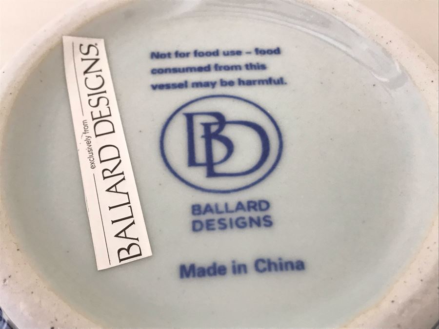 Blue & White Chinoiserie Porcelain Vase By Ballard Designs 12H [Photo 6]