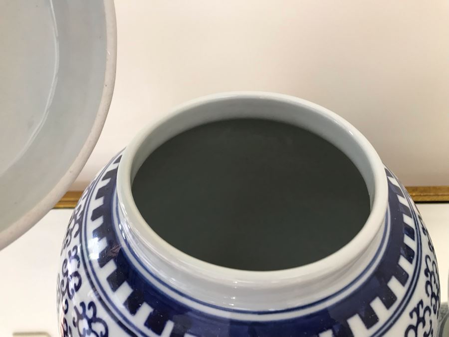 Pair Of Blue & White Chinoiserie Porcelain Jars By Ballard Designs 10H [Photo 8]