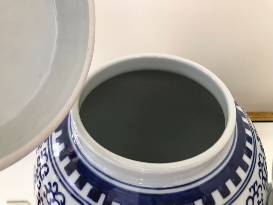 Pair Of Blue & White Chinoiserie Porcelain Jars By Ballard Designs 10H [Photo 7]