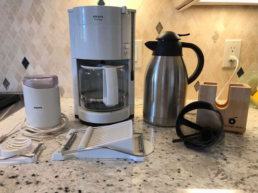 Kitchen Lot With Krups Coffee Maker, Krups Grinder, Pitcher And Slicers [Photo 4]