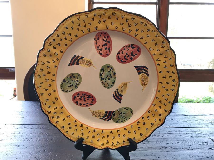 Large Hand Painted Italian Plate Signed Majilly Pottery 14.5R