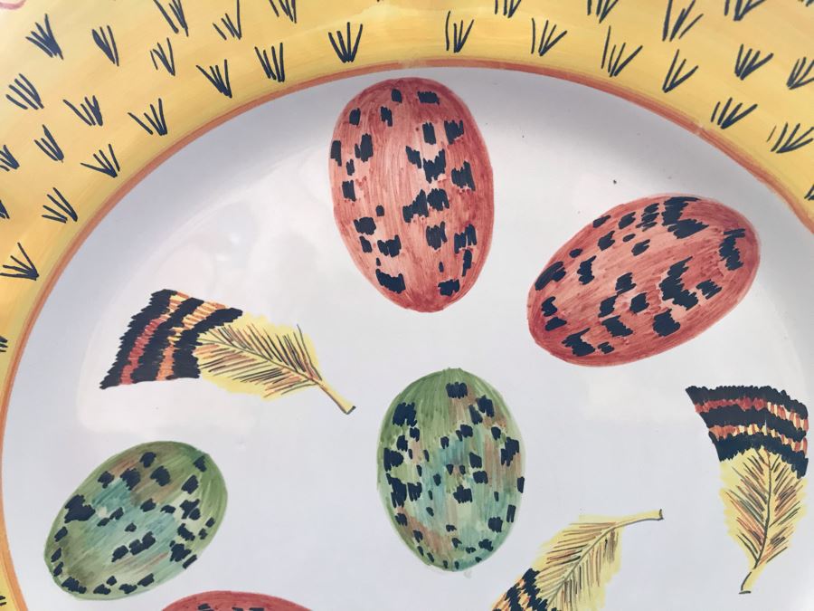 Large Hand Painted Italian Plate Signed Majilly Pottery 14.5R [Photo 4]