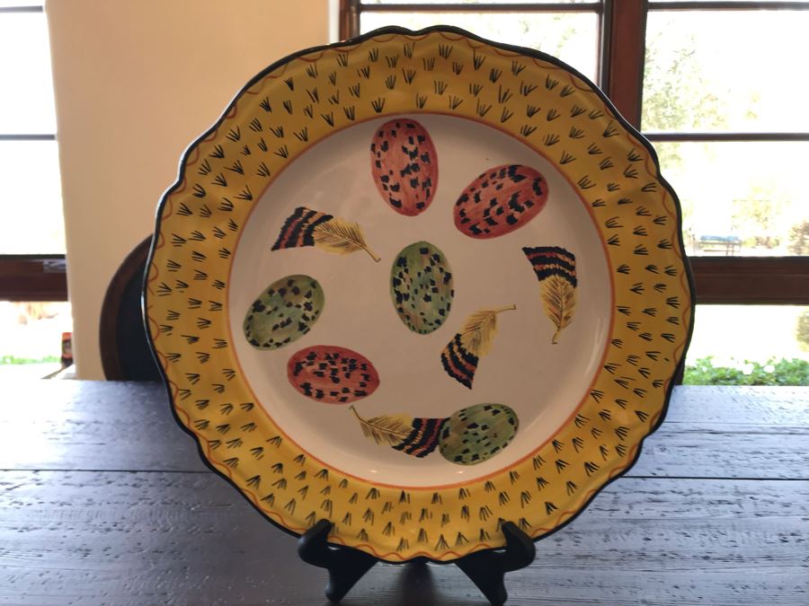 Large Hand Painted Italian Plate Signed Majilly Pottery 14.5R [Photo 2]