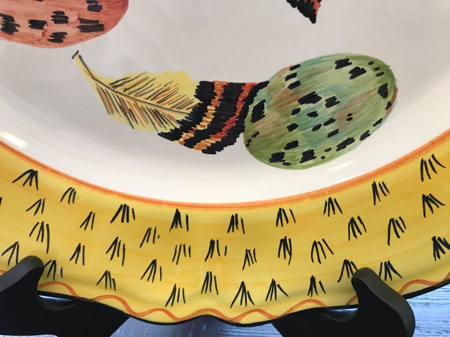 Large Hand Painted Italian Plate Signed Majilly Pottery 14.5R [Photo 3]