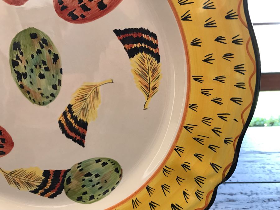 Large Hand Painted Italian Plate Signed Majilly Pottery 14.5R [Photo 5]