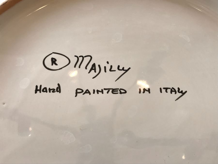 Large Hand Painted Italian Plate Signed Majilly Pottery 14.5R [Photo 7]