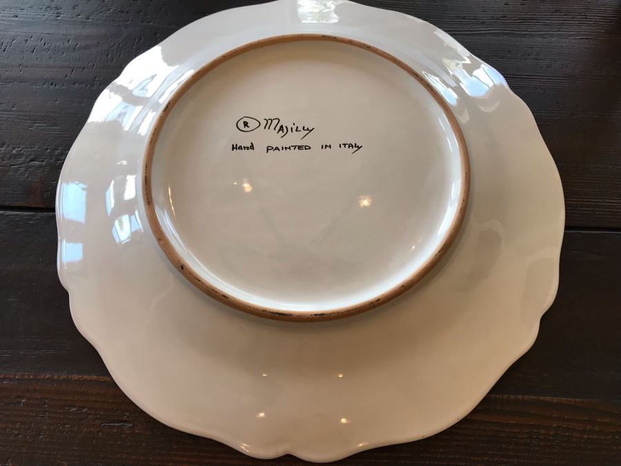 Large Hand Painted Italian Plate Signed Majilly Pottery 14.5R [Photo 6]