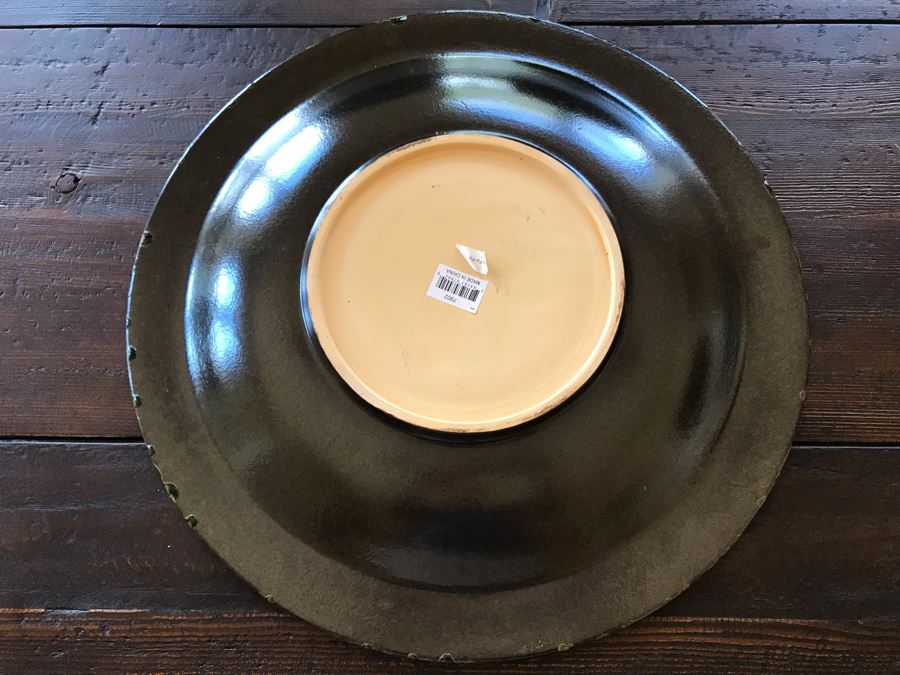 Large Green Glazed Pottery Centerpiece Bowl 20W [Photo 8]