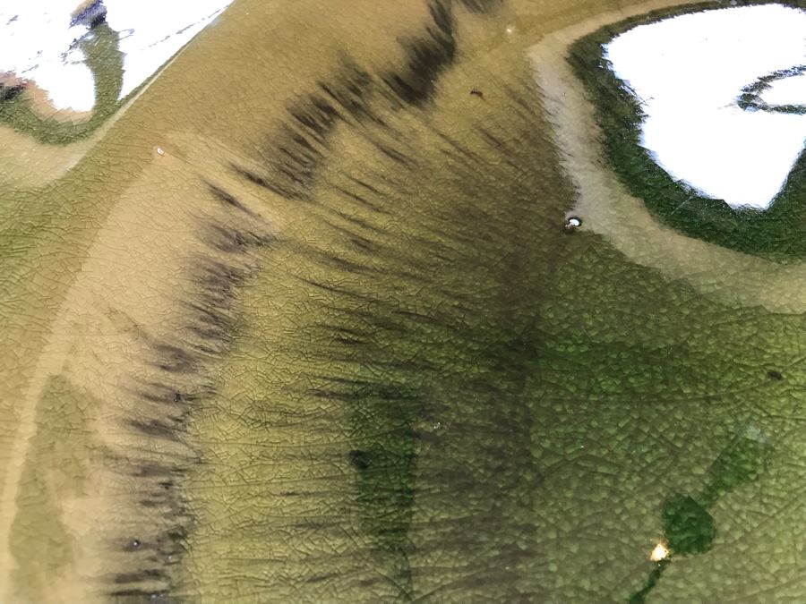 Large Green Glazed Pottery Centerpiece Bowl 20W [Photo 6]