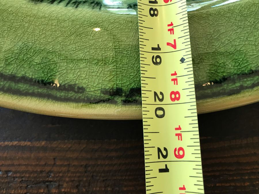 Large Green Glazed Pottery Centerpiece Bowl 20W [Photo 7]