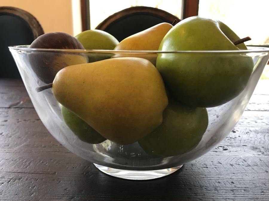 Glass Bowl With Faux Fruit 10W X 5H [Photo 4]