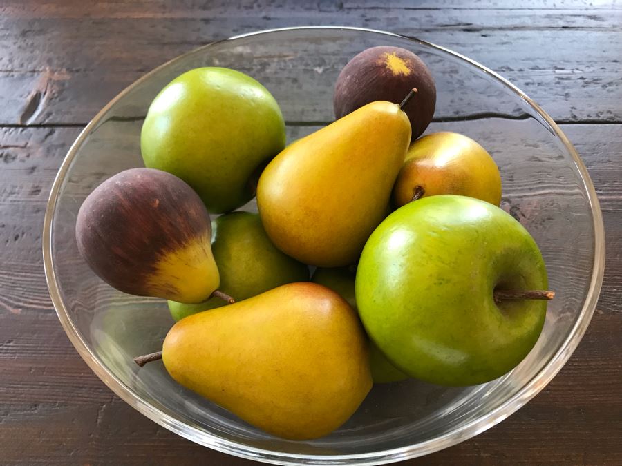 Glass Bowl With Faux Fruit 10W X 5H [Photo 3]
