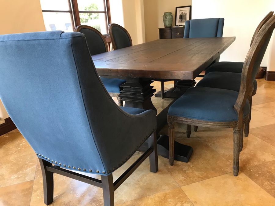 Restoration Hardware Dining Table 42W X 84L With (2) Leaves 18L And (5 ...