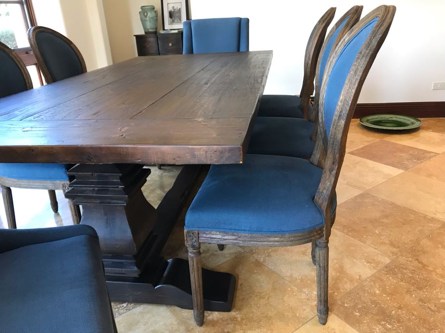 Restoration Hardware Dining Table 42W X 84L With (2) Leaves 18L And (5) Restoration Hardware Dining Chairs And (2) Restoration Hardware Armchairs Retails $7,500 [Photo 11]
