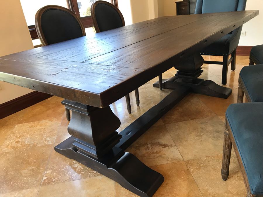 Restoration Hardware Dining Table 42W X 84L With (2) Leaves 18L And (5
