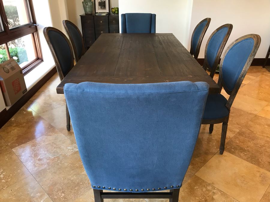Restoration Hardware Dining Table 42W X 84L With (2) Leaves 18L And (5) Restoration Hardware Dining Chairs And (2) Restoration Hardware Armchairs Retails $7,500 [Photo 3]