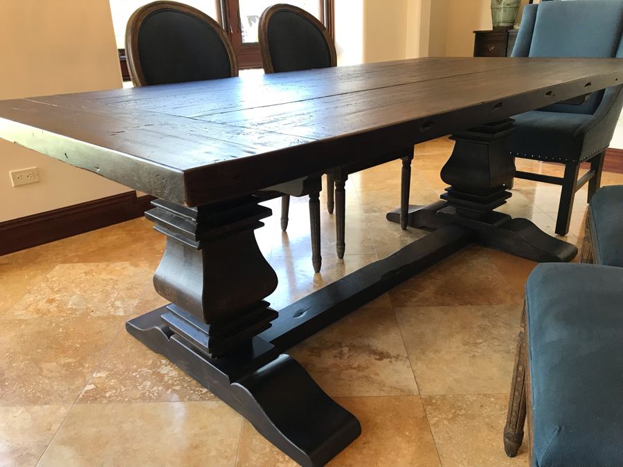 Restoration Hardware Dining Table 42W X 84L With (2) Leaves 18L And (5) Restoration Hardware Dining Chairs And (2) Restoration Hardware Armchairs Retails $7,500 [Photo 14]