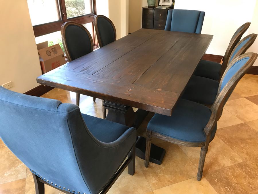 Restoration Hardware Dining Table 42W X 84L With (2) Leaves 18L And (5) Restoration Hardware Dining Chairs And (2) Restoration Hardware Armchairs Retails $7,500 [Photo 6]