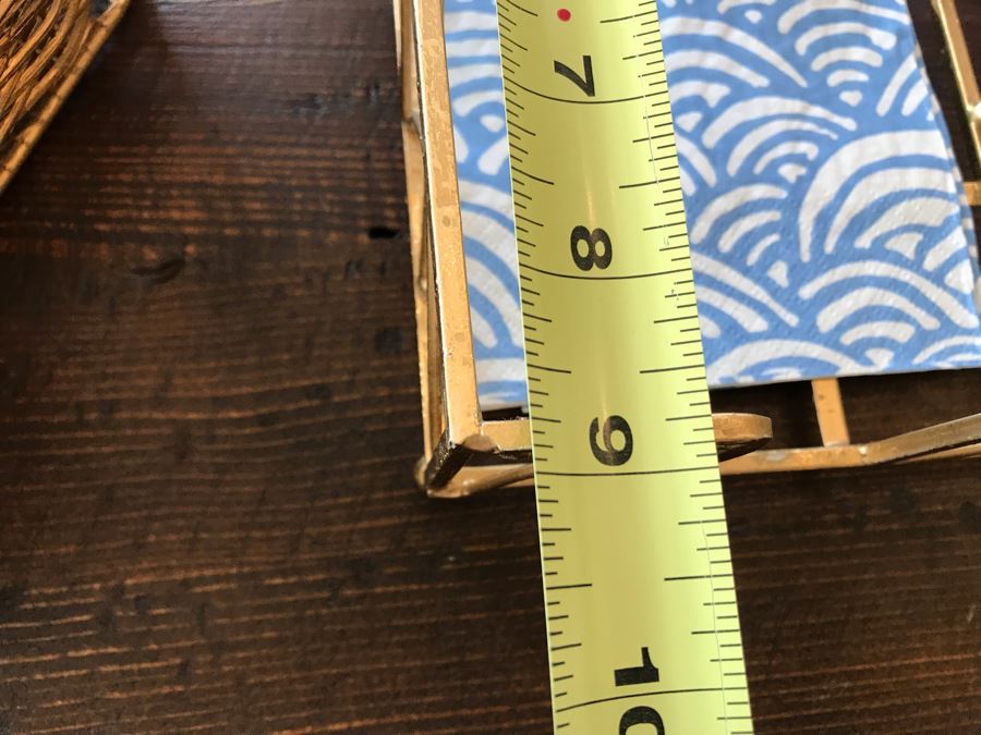 Metal Basket 11W With New Napkins And Gold Tone Tissue Box Holder 9 X 5 [Photo 6]