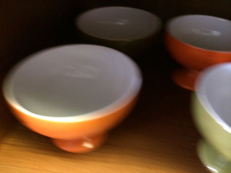 Mid-Century Orange & Green Footed Ice Cream Bowls [Photo 4]