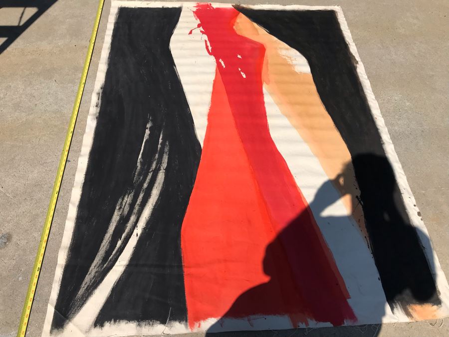 Large Abstract Canvas Painting Unsigned By Jean Klafs 6' X 54' [Photo 7]