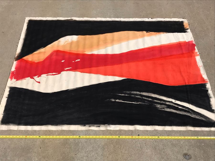 Large Abstract Canvas Painting Unsigned By Jean Klafs 6' X 54' [Photo 2]