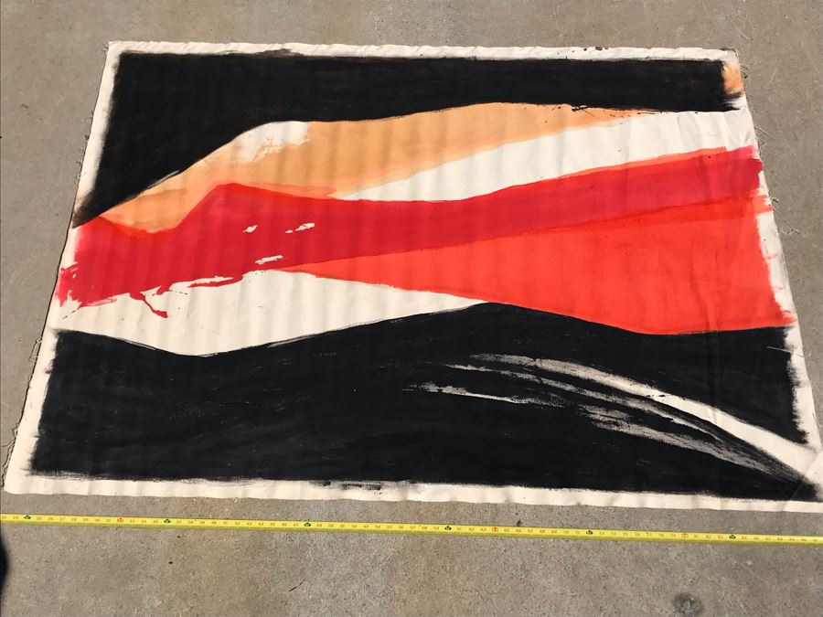 Large Abstract Canvas Painting Unsigned By Jean Klafs 6' X 54' [Photo 4]