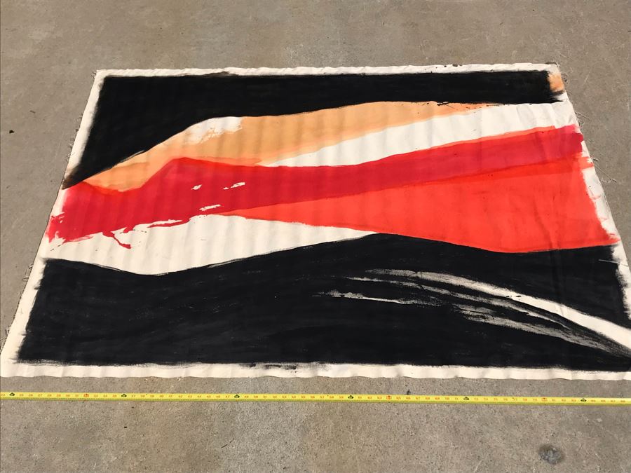 Large Abstract Canvas Painting Unsigned By Jean Klafs 6' X 54' [Photo 5]
