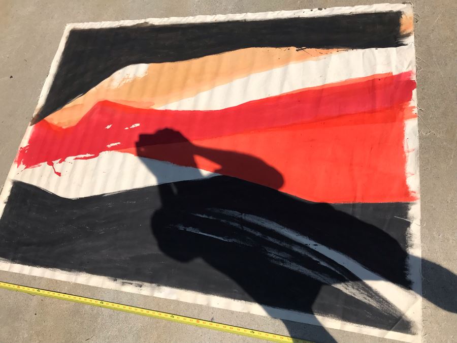 Large Abstract Canvas Painting Unsigned By Jean Klafs 6' X 54' [Photo 6]