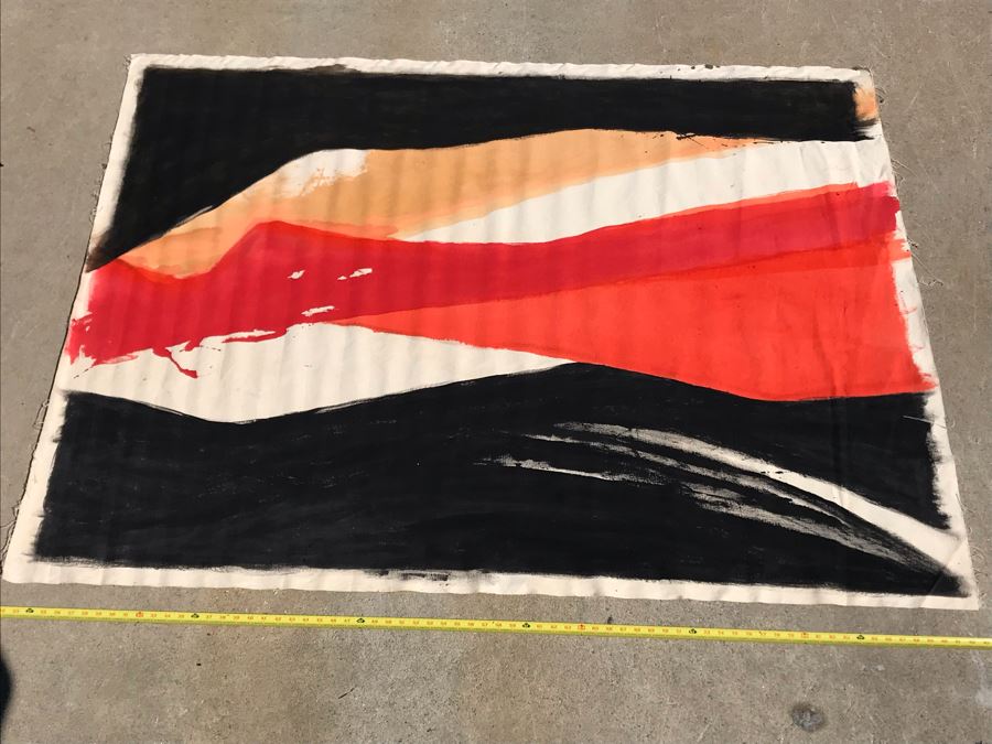 Large Abstract Canvas Painting Unsigned By Jean Klafs 6' X 54' [Photo 3]