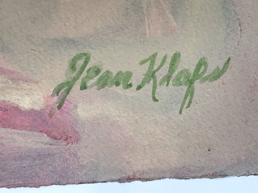 Original Jean Klafs Abstract Expressionist Painting On Paper 23 X 15 / Frame: 29 X 22 [Photo 9]