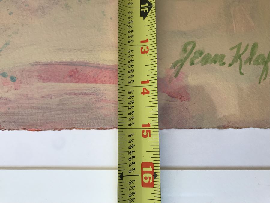 Original Jean Klafs Abstract Expressionist Painting On Paper 23 X 15 / Frame: 29 X 22 [Photo 13]