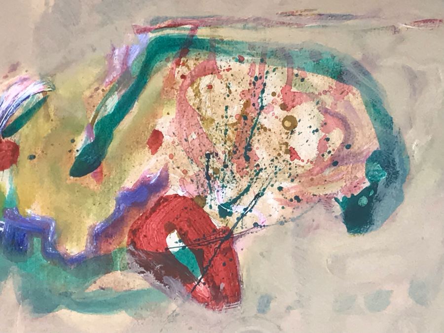 Original Jean Klafs Abstract Expressionist Painting On Paper 23 X 15 / Frame: 29 X 22 [Photo 6]