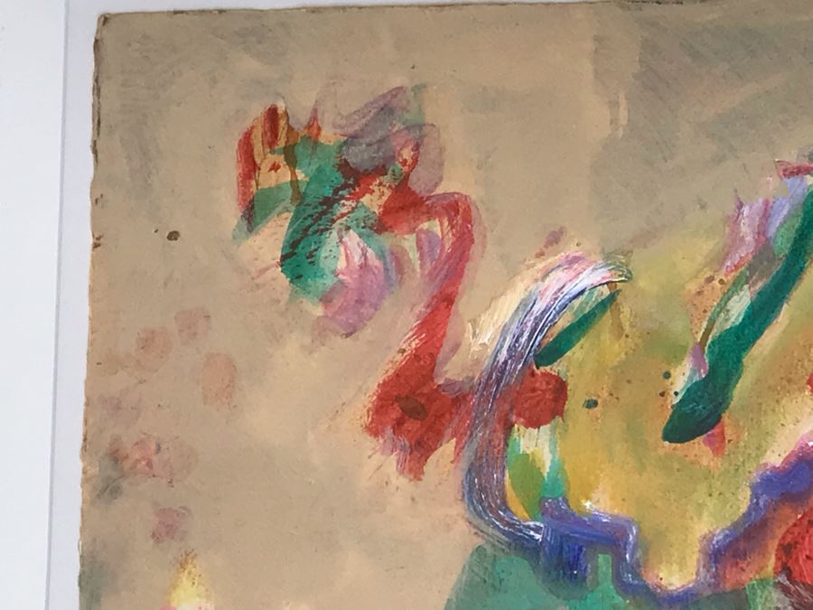 Original Jean Klafs Abstract Expressionist Painting On Paper 23 X 15 / Frame: 29 X 22 [Photo 8]