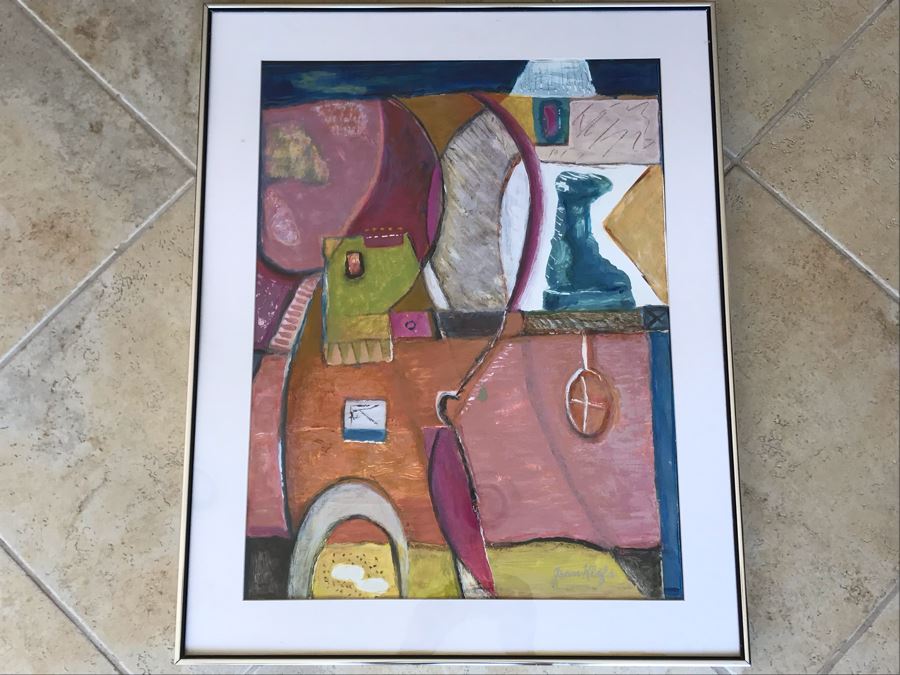 Original Jean Klafs Abstract Expressionist Framed Painting On Paper Titled 'All About Color' 30 X 24 [Photo 4]