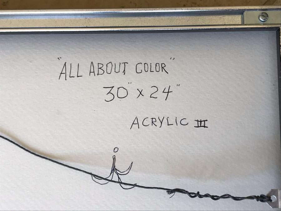 Original Jean Klafs Abstract Expressionist Framed Painting On Paper Titled 'All About Color' 30 X 24 [Photo 13]