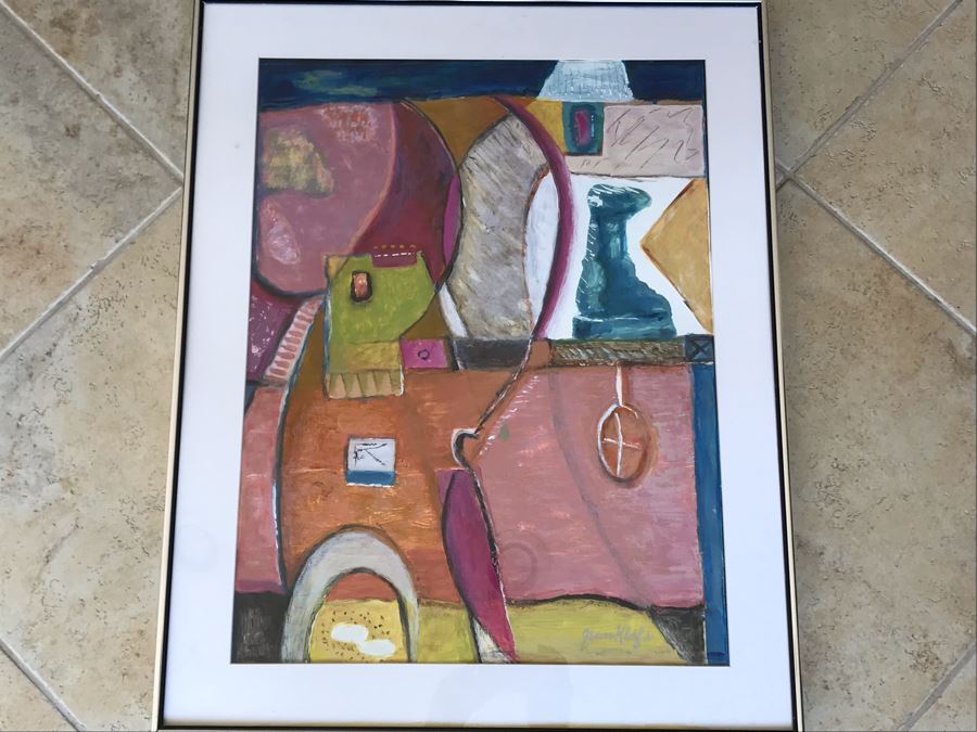 Original Jean Klafs Abstract Expressionist Framed Painting On Paper Titled 'All About Color' 30 X 24 [Photo 2]