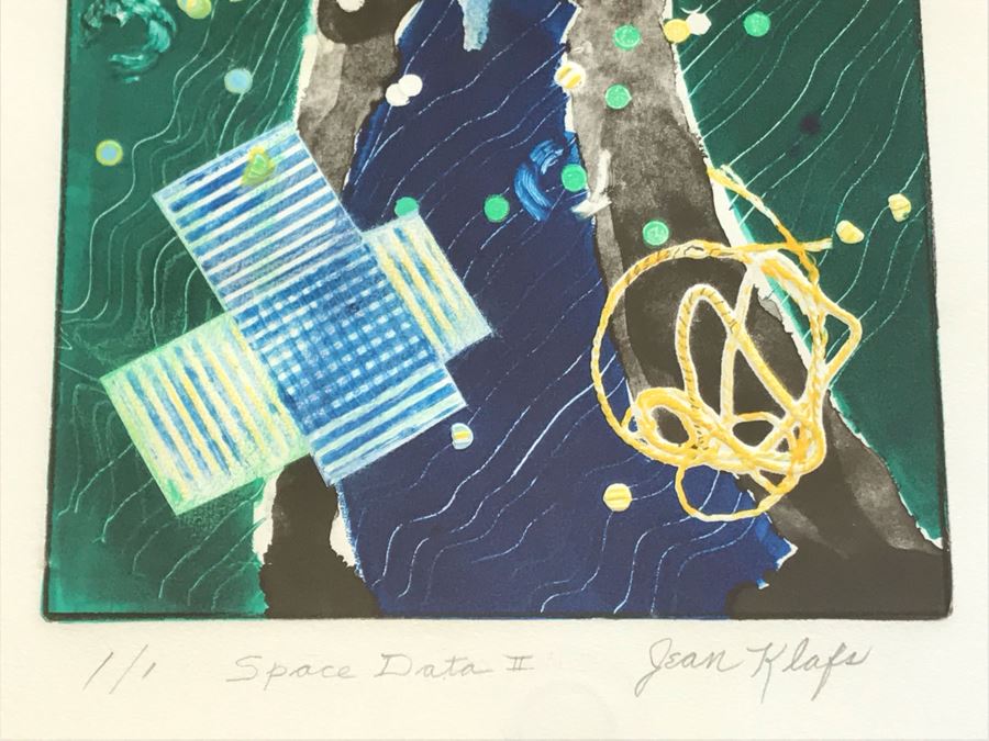 Jean Klafs Monotype Framed Print Titled 'Space Data II' 1 Of 1 - 21 X 18 [Photo 5]