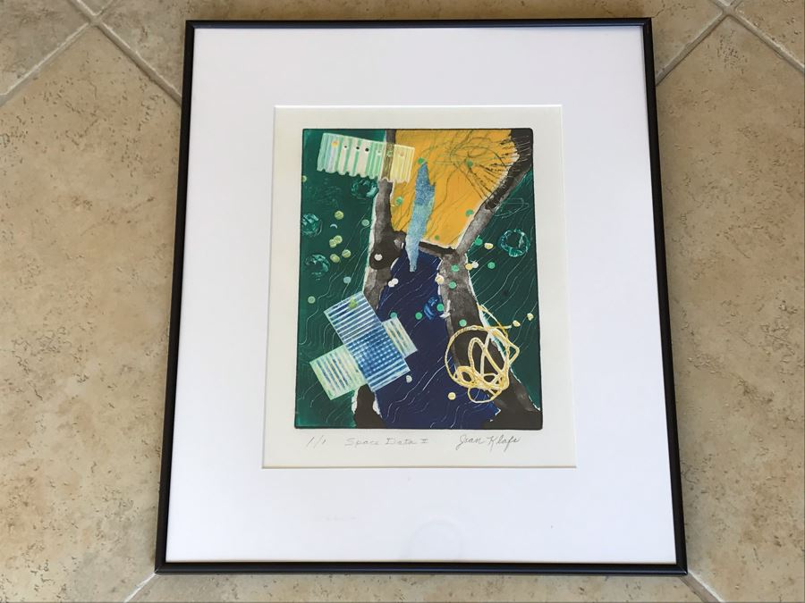 Jean Klafs Monotype Framed Print Titled 'Space Data II' 1 Of 1 - 21 X 18 [Photo 2]