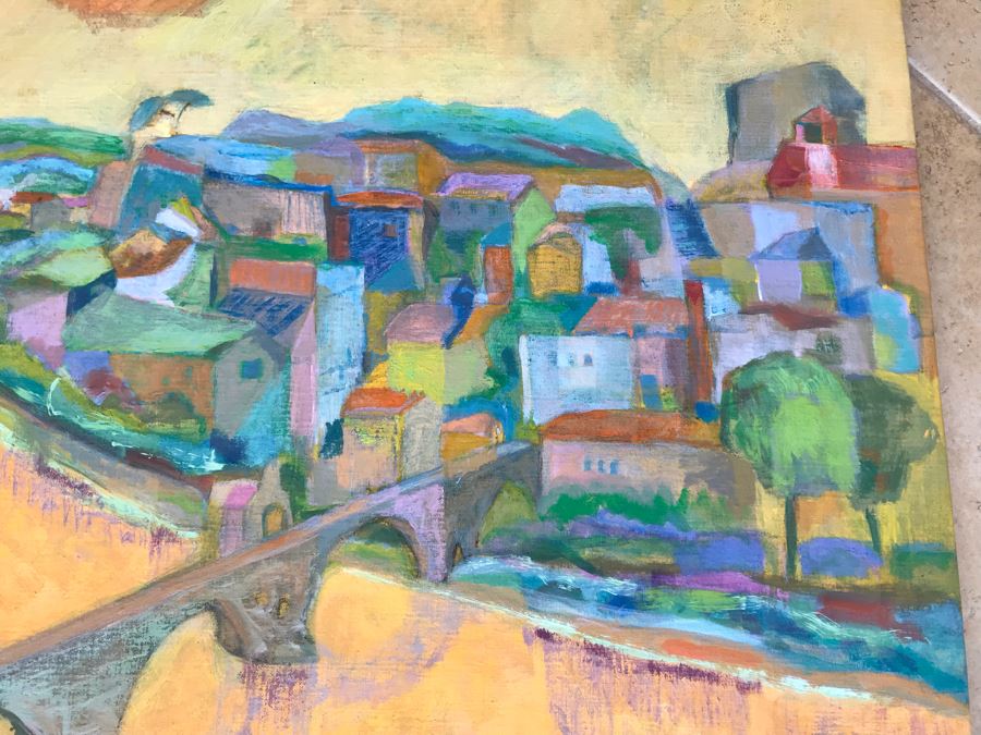 Original Jean Klafs Abstract Expressionist Painting On Canvas Titled 'Benezet Bridge Avignon' In France 30 X 24 [Photo 5]