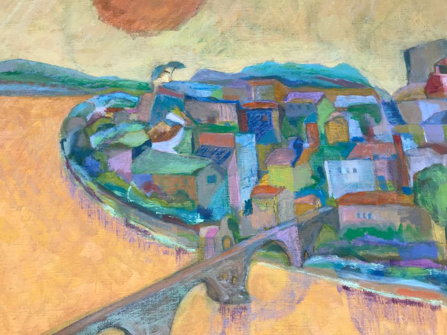 Original Jean Klafs Abstract Expressionist Painting On Canvas Titled 'Benezet Bridge Avignon' In France 30 X 24 [Photo 4]