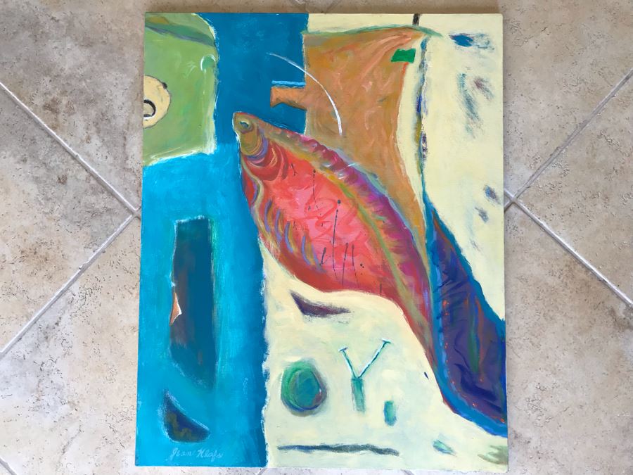 Original Jean Klafs Abstract Expressionist Painting On Canvas 24 X 30 [Photo 2]