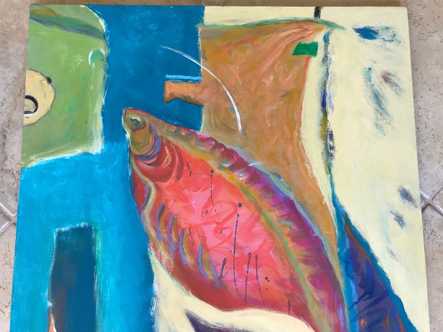 Original Jean Klafs Abstract Expressionist Painting On Canvas 24 X 30 [Photo 3]